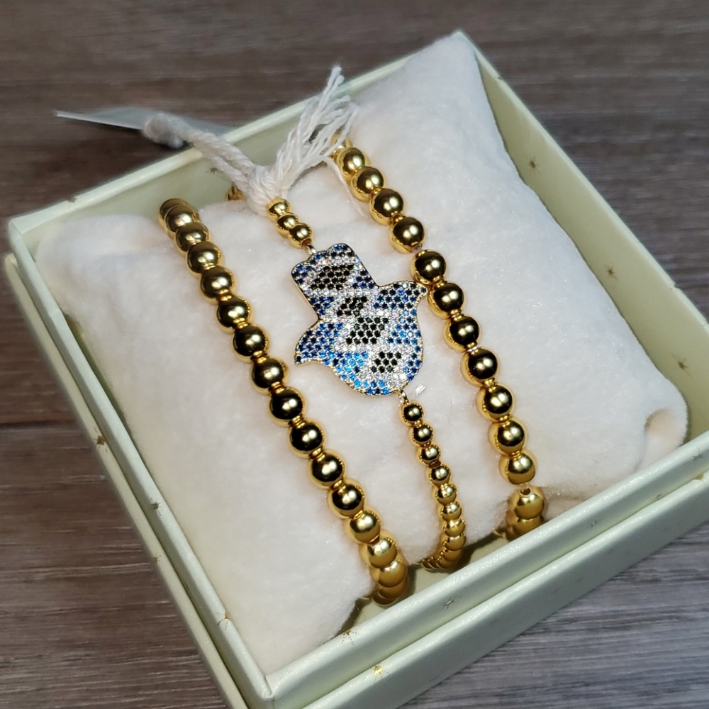 Eye Candy LA Arm Candy Hamsa Bracelet Stack Set